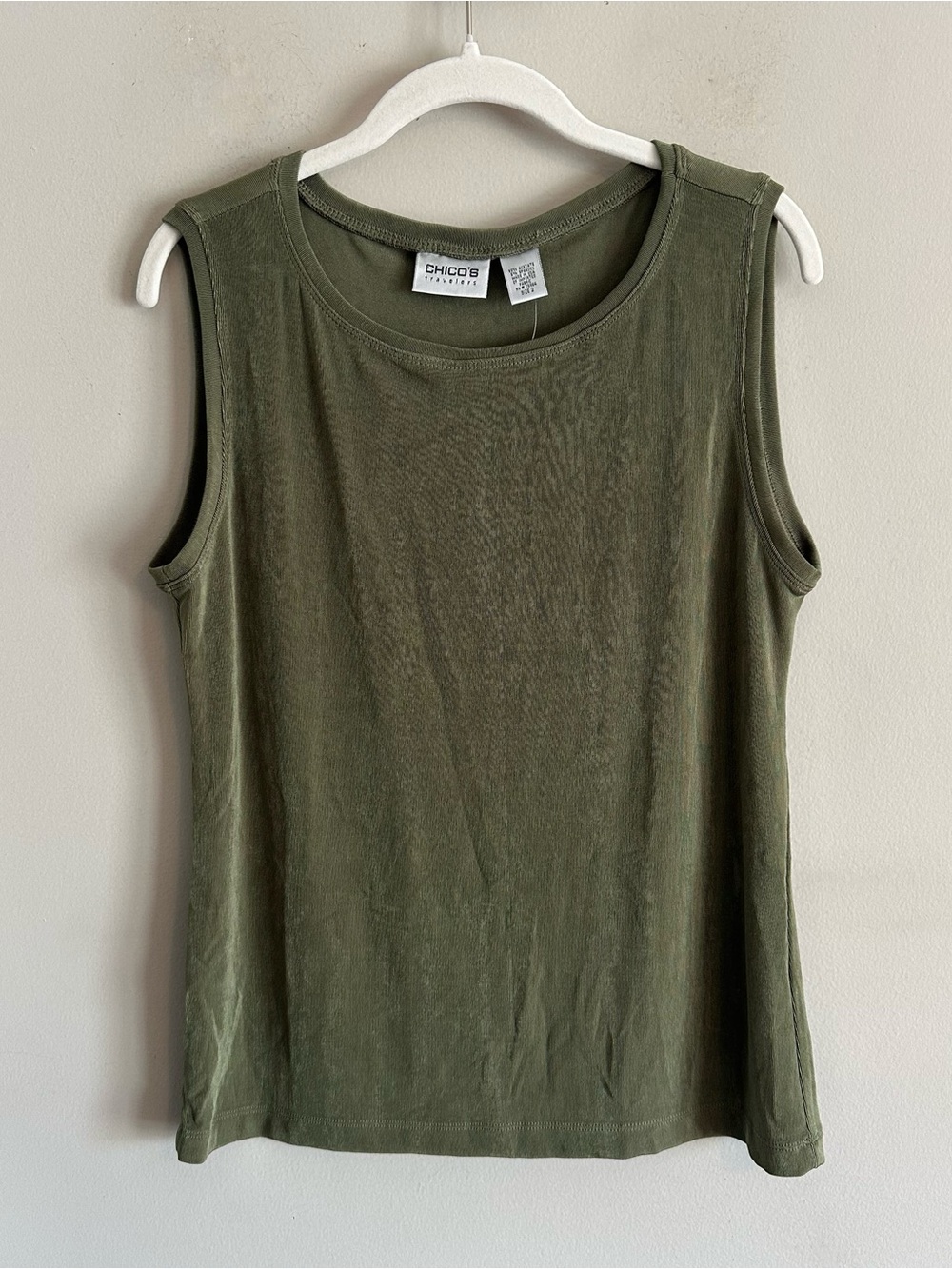 NWT Chico’s Travelers Modern Tank Top Acetate Aspen Green 2 US 12